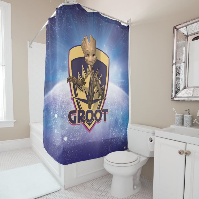 Rideaux De Douche Gardiens de la Galaxie | Baby Groot Crest (En situation)