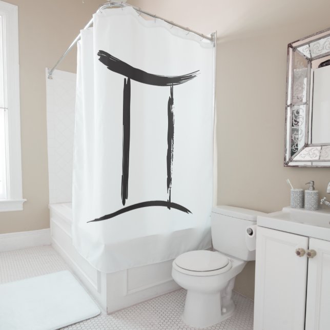 Rideaux De Douche GEMINI la dualité jumelle Astrologie de l'air noir (En situation)