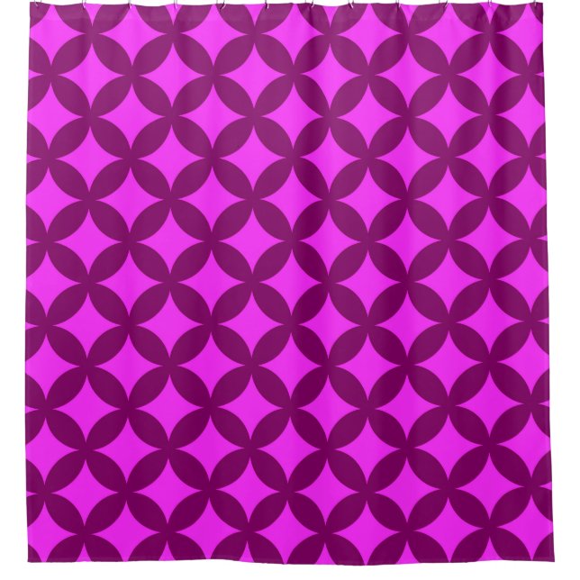 Rideaux De Douche Géocercles rose et violet brillants Conception Mot (Devant)