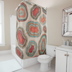 Rideaux De Douche Géode d'Agate graphique Coral Rouge Turquoise rid