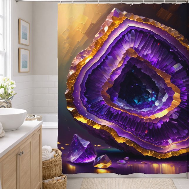 Rideaux De Douche Géode d'améthyste violette or (Créateur téléchargé)