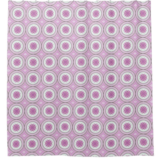 Rideaux De Douche Géométrie motif rose (Devant)
