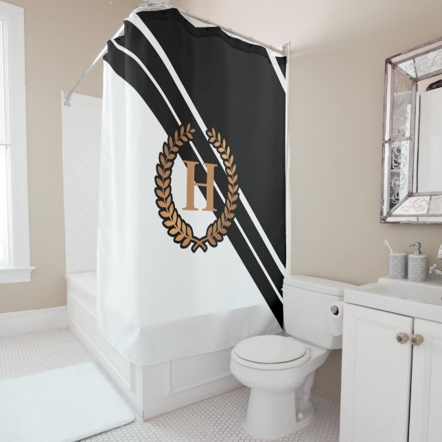 Rideaux De Douche Géométrie noir et blanc (En situation)