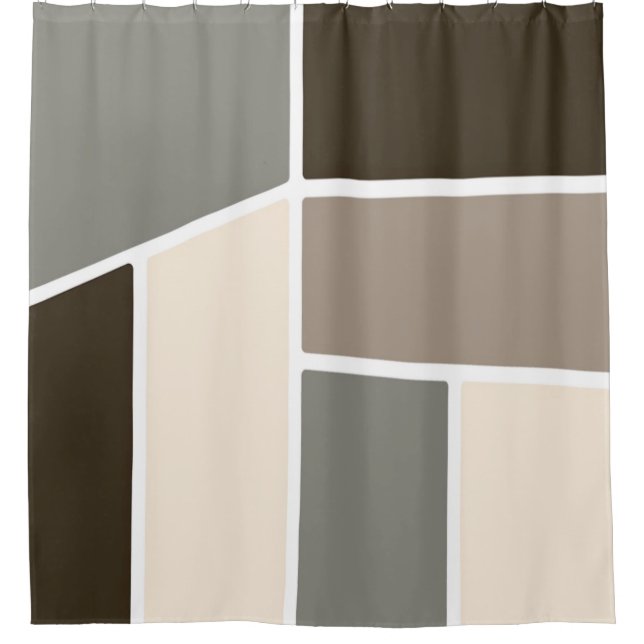 Rideaux De Douche Géométrique Brown, Taupe, Grey et Ivoire (Devant)