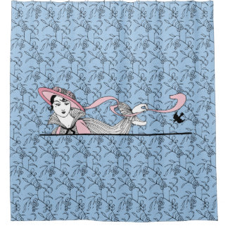 Rideaux De Douche Georges Barbier 1920 Fashion Lady and Bird