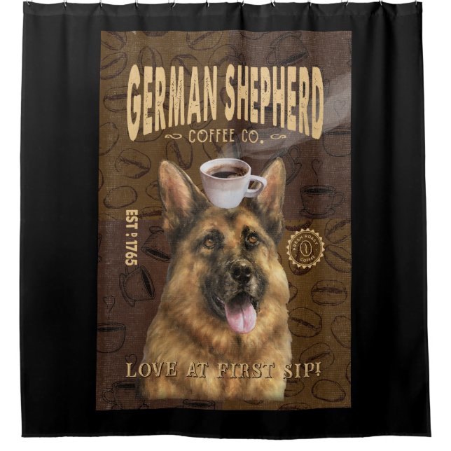 Rideaux De Douche German Shepherd Coffee Company Canvas (Devant)