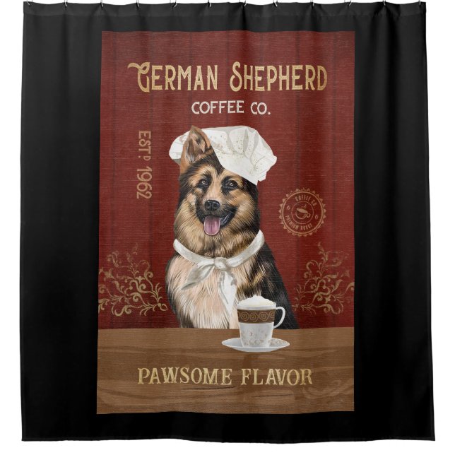 Rideaux De Douche German Shepherd Dog Coffee Company Canvas (Devant)