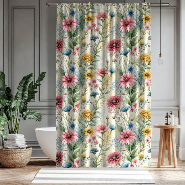 Rideaux De Douche Gift for Mom & Dad Pastel Wildflowers Curtain (Gift for Mom & Dad Pastel Wildflowers Curtain)