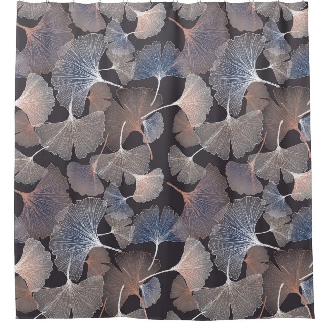 Rideaux De Douche Ginkgo feuilles : élégant motif naturel. (Devant)