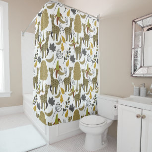 Rideaux De Douche Girafe sans couture motif jaune blanc haute