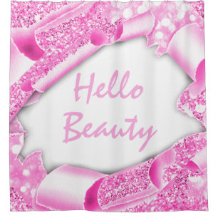 Rideaux De Douche Glam 3D Frame rose Fuchsia HELLO Girl