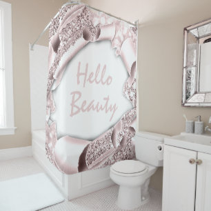 Rideaux De Douche Glam 3D Frame ROSE OR PARTIES SCINTILLANT HELLO Gi
