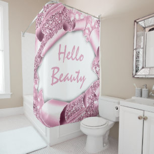 Rideaux De Douche Glam 3D Rose rose HELLO Girl