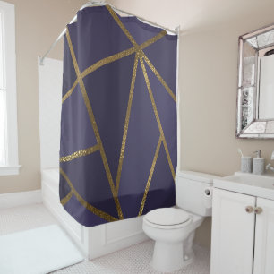Rideaux De Douche Glam Chic géométrique en bronze doré d'Eggplant Pu