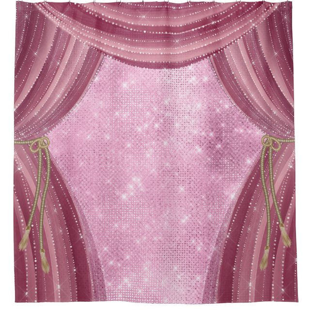 Rideaux De Douche Glam de la Parties scintillant rose de Bourgogne (Devant)