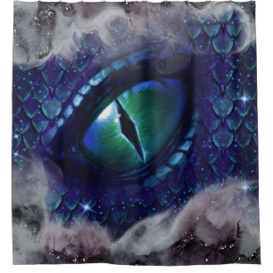 Rideaux De Douche Glam Enk Gothique Bleu Dragon Médiéval
