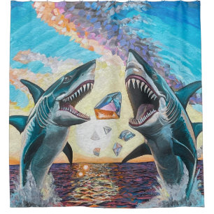 Rideaux De Douche Glamour Chomp-Shark Dressage pour les gemmes brill