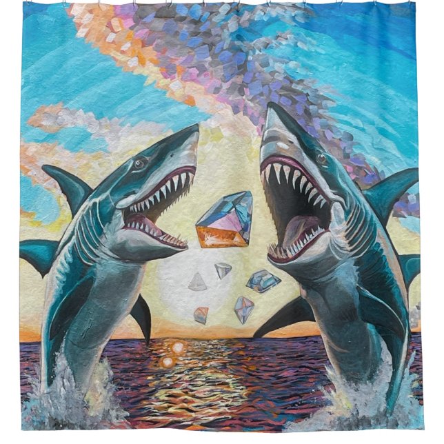 Rideaux De Douche Glamour Chomp-Shark Dressage pour les gemmes brill (Devant)