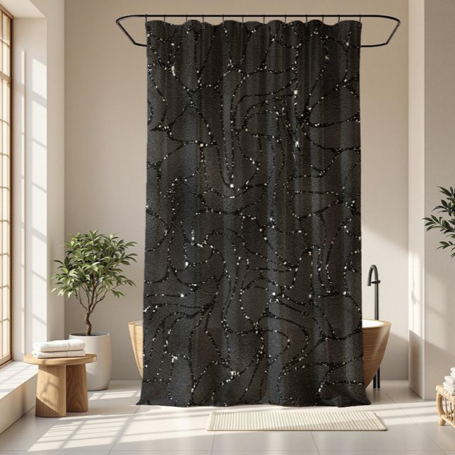 Rideaux De Douche Glamour noir monochromatique brillance texture (Créateur téléchargé)