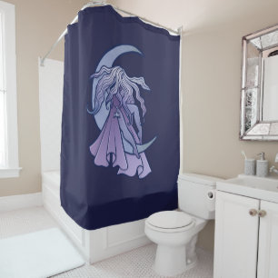 Rideaux De Douche Goddess de lune violette Wiccan Triple Moon Symbol