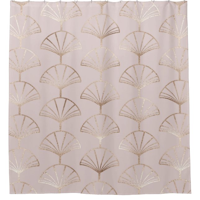 Rideaux De Douche Gold Art Deco : Motif Feuille du ventilateur (Devant)