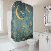 Gold Dragonfly Crescent Moon Night Sky