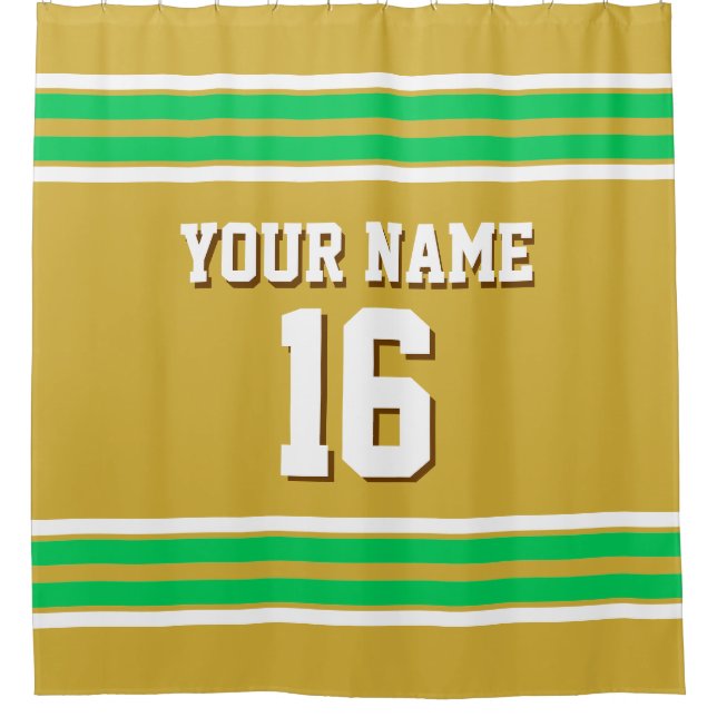 Rideaux De Douche Gold Emerald Green Whats Stripes Sport Jersey (Devant)