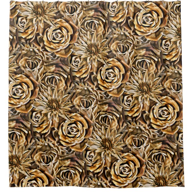 Rideaux De Douche Gold Flower Print Motif Classy Chic Bold Luxe (Devant)