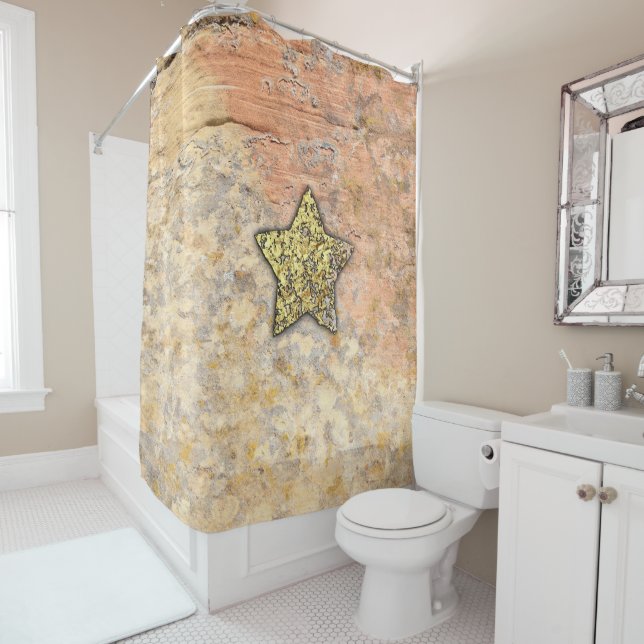Rideaux De Douche Gold Star in the Rocks (En situation)
