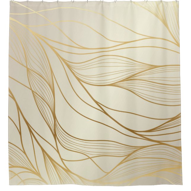 Rideaux De Douche Gold wavy pattern. Luxurious golden linear ornamen (Devant)