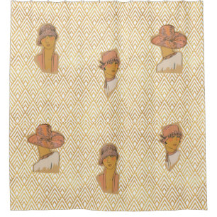 Rideaux De Douche Golden Art Déco Era Flapper Fashionista