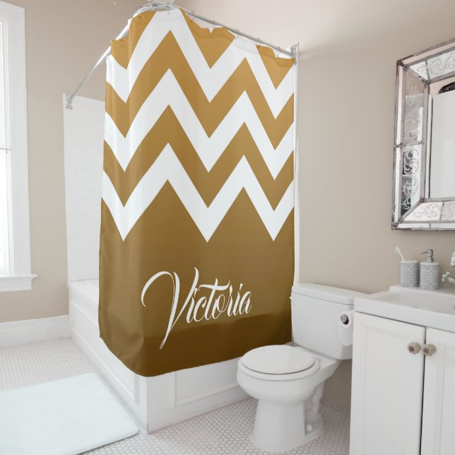 Rideaux De Douche Golden Chevrons (En situation)