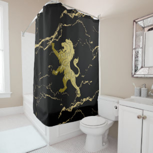 Rideaux De Douche Golden Royal Lion Marbre noir