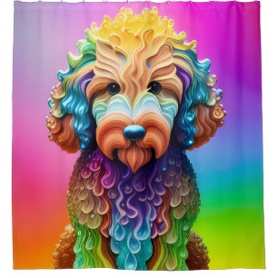 Rideaux De Douche Goldendoodle Chiot Lil Dood coloré