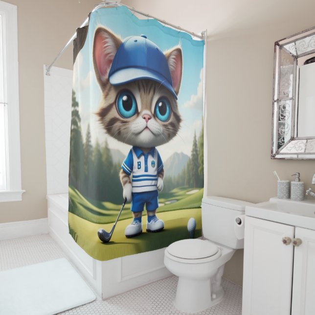 Rideaux De Douche Golf Cat (En situation)