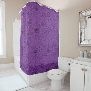 Rideaux De Douche Goth Éffrayant Purple Spider Cobwebs Patternes