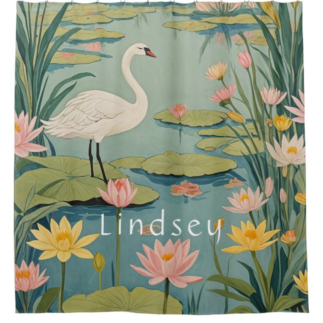 Rideaux De Douche Grace de Serenity : Lily Pond Swan (Devant)