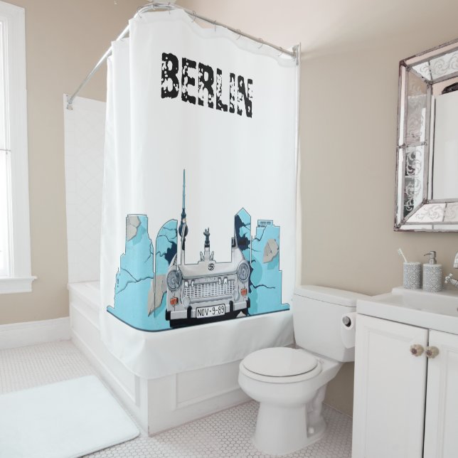Rideaux De Douche Graffiti Berlin Skyline (En situation)