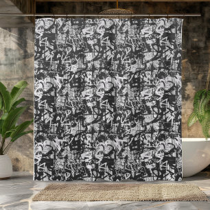 Rideaux De Douche Graffiti noir et blanc bandeau de douche