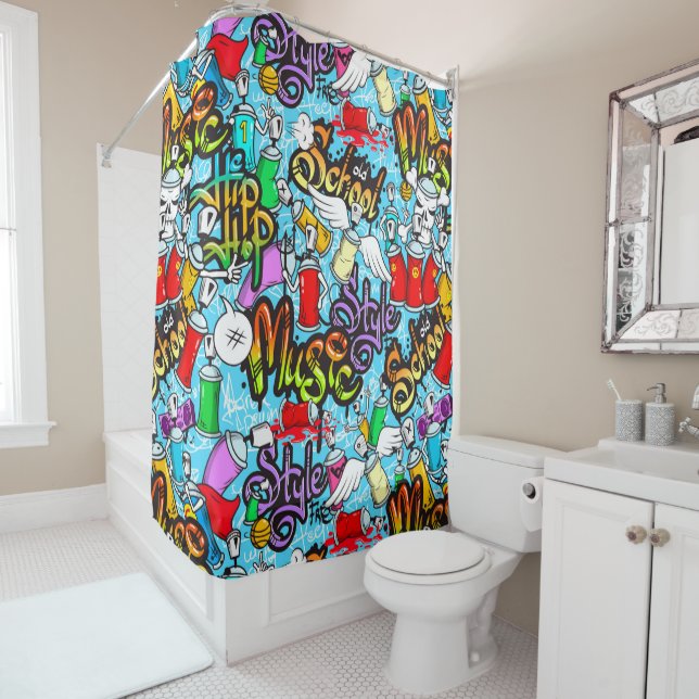 Rideaux De Douche Graffitti (En situation)