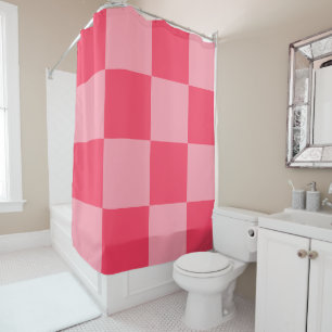 Rideaux De Douche Grand Damier Fuchsia Rose