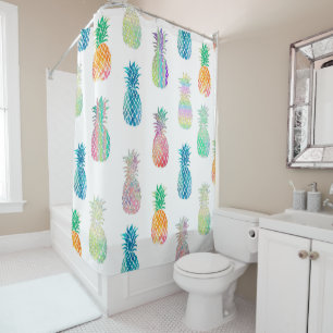 Rideaux De Douche grand motif coloré ananas