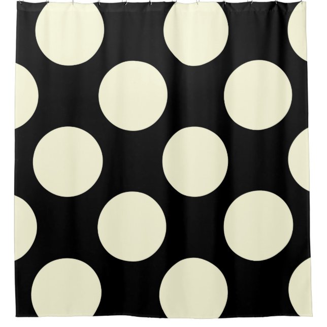 Rideaux De Douche Grand pois blanc noir moderne (Devant)