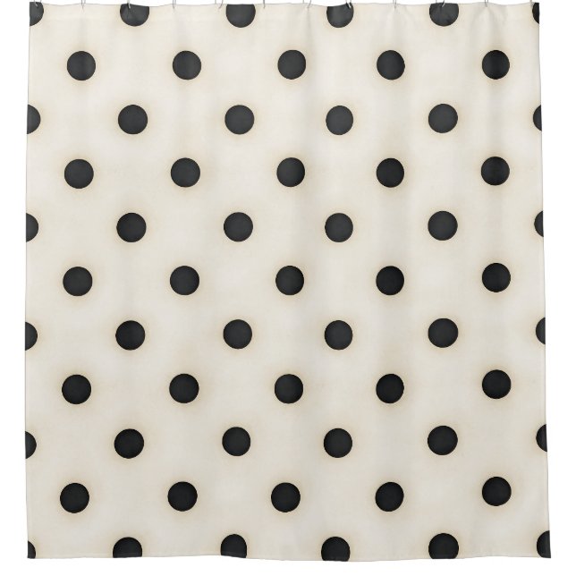 Rideaux De Douche Grand Pois noir et blanc antique (Devant)