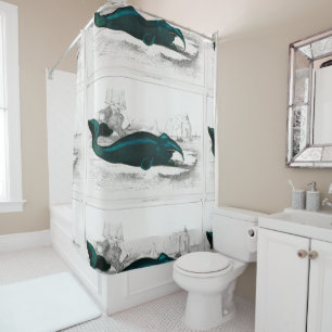 Rideaux De Douche Grande baleine vintage pour la salle murale pour e