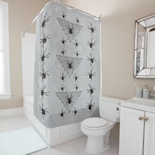 Rideaux De Douche Grandes araignées veuves noires toiles marques rou