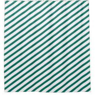 Rideaux De Douche Grandes diagonales Turquoises foncées et blanches