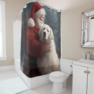 Rideaux De Douche Grands Pyrénées avec Noël Festif du Père Noël