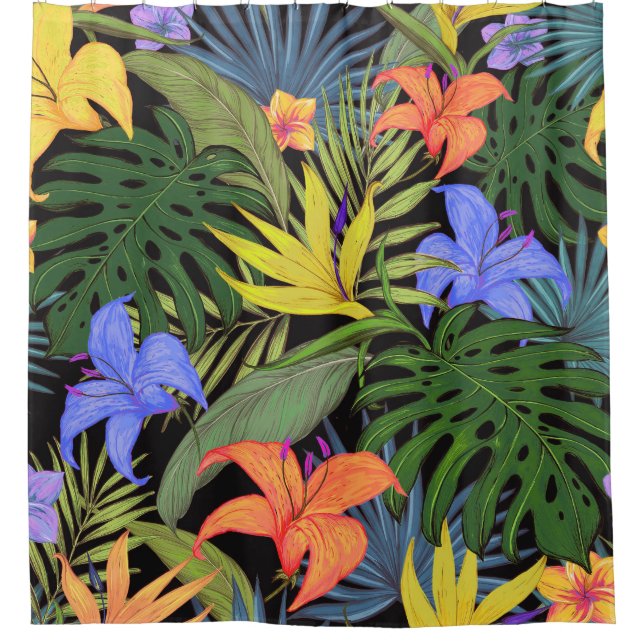Rideaux De Douche Graphique de fleur d'Aloha de Hawaii tropical (Devant)