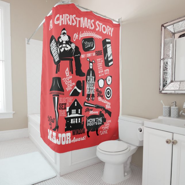 Rideaux De Douche Graphique d'icônes de l'histoire de Noël (En situation)